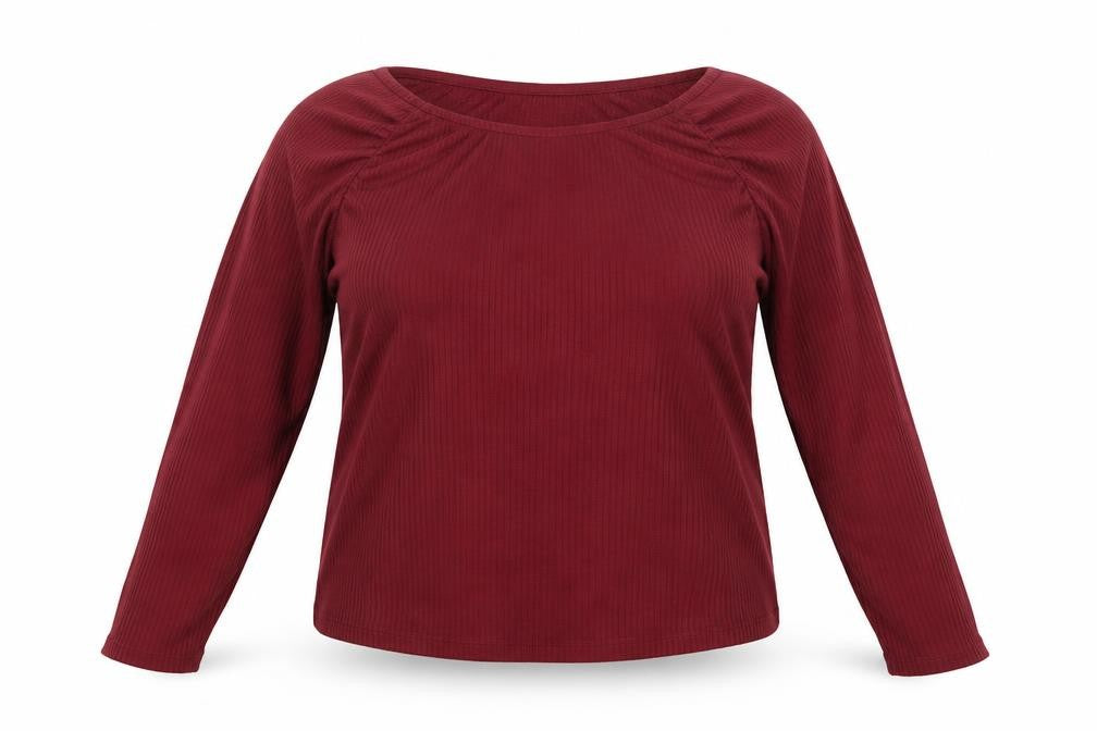 Front view of ASOS women’s red basic blouse, size UK 22