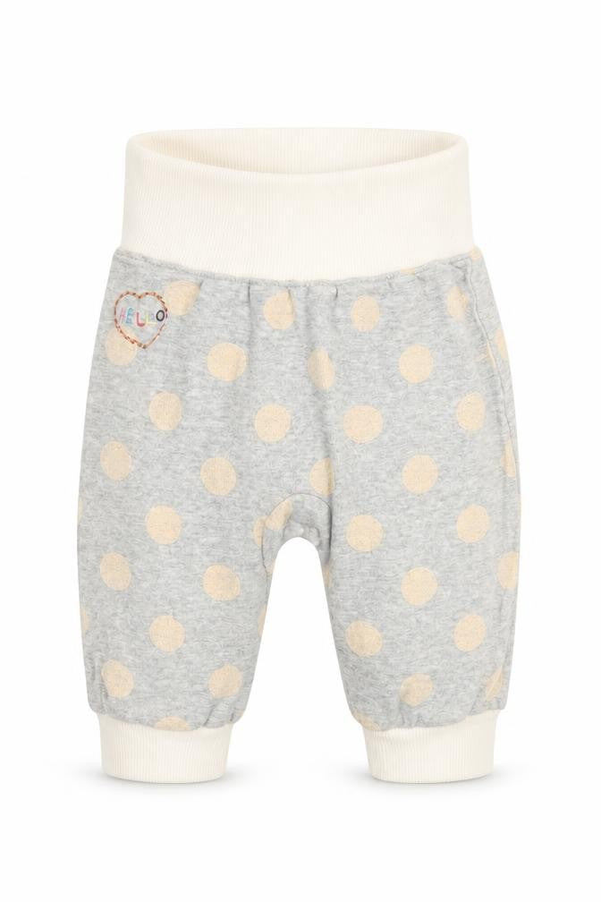 Front view of Next girls’ grey polka dot jogger leggings, size 3-6, months
