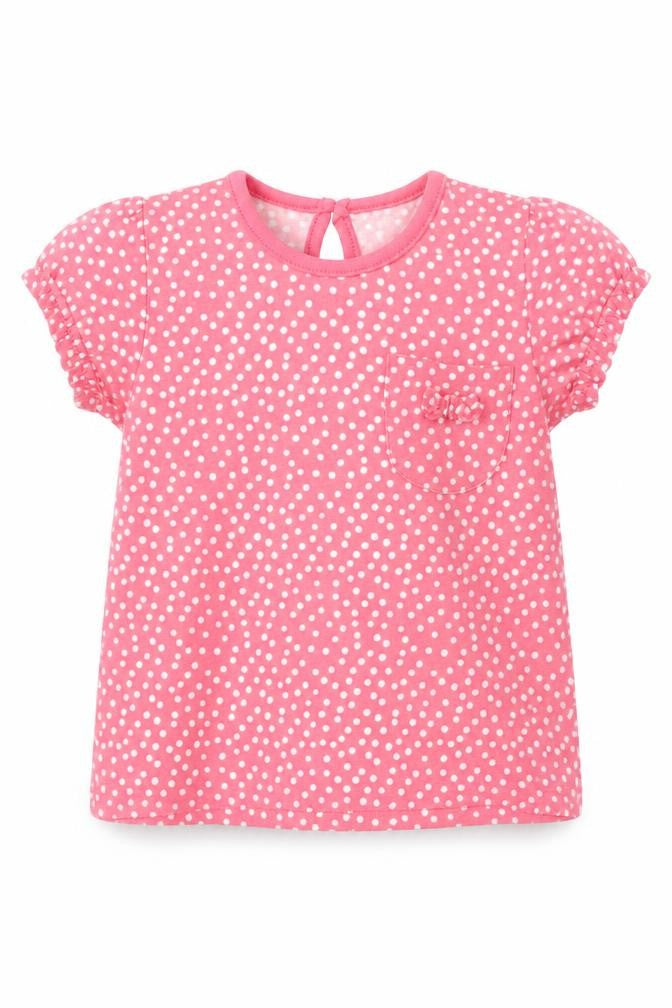 F&F Girls Pink Polka Dot  Basic T-Shirt Size 3-6 Months
