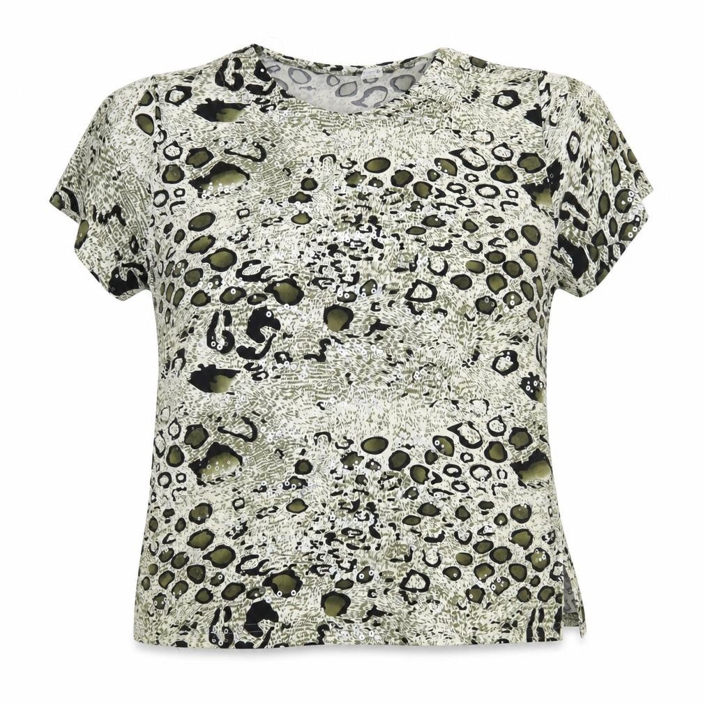 Front view of Preworn women’s multicoloured animal print basic blouse, size XL