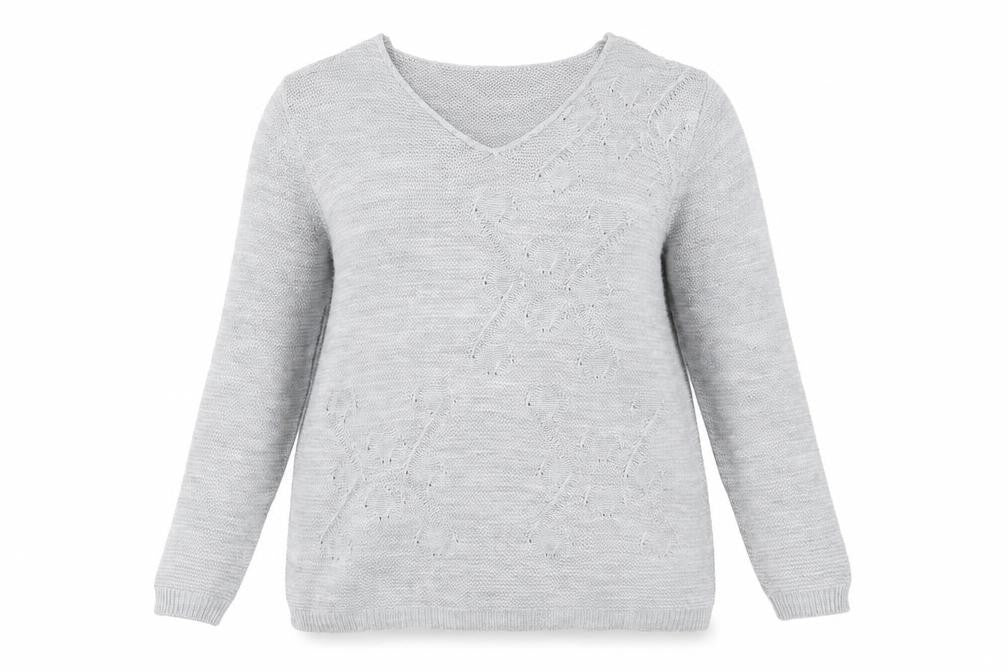 Front view of Ivy women’s grey jumper, size M