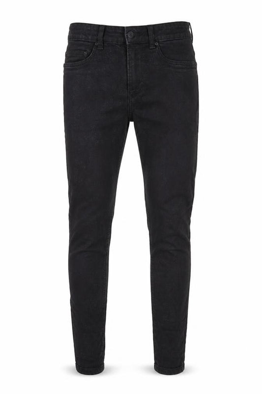 Front view of Noisy may women’s black skinny jeans, size UK 26, in, 29-inch leg