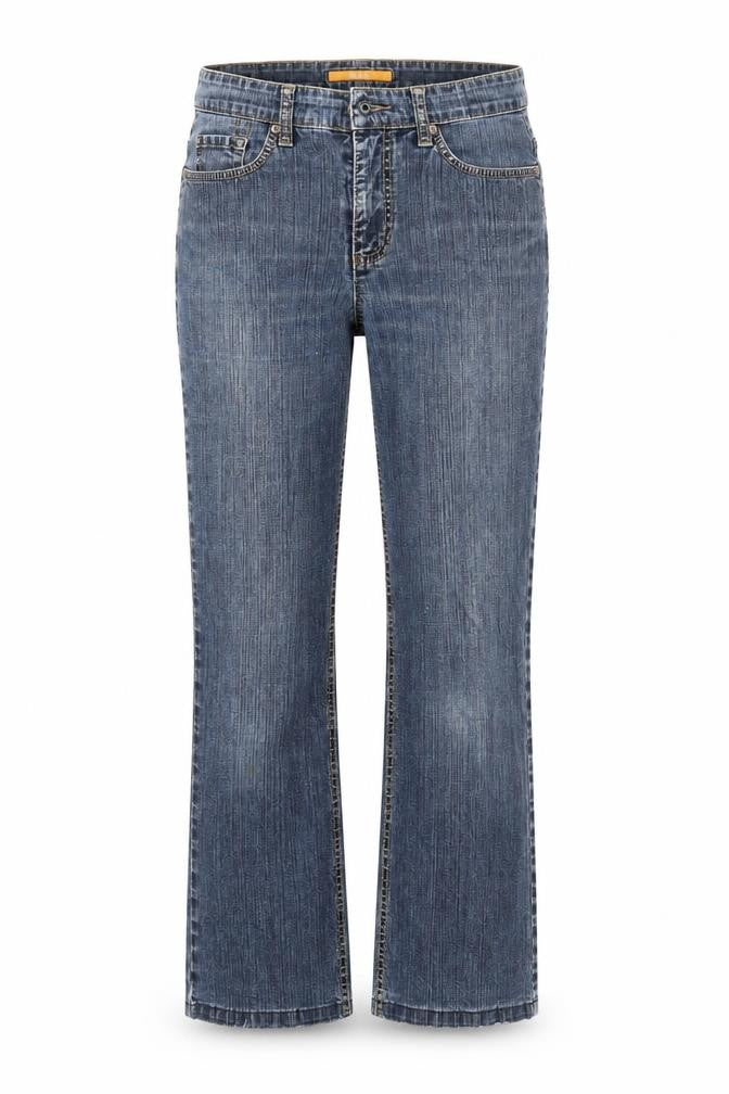 Front view of MAC women’s blue straight jeans, size UK 38, in, 32-inch leg - melanie