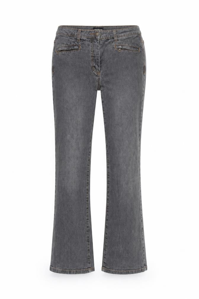 Front view of Mia Linea women’s grey bootcut jeans, size UK 32, in, 30-inch leg