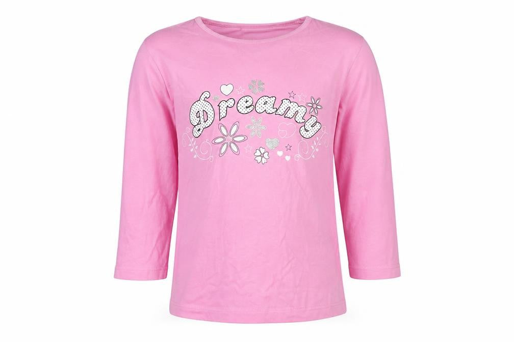 Front view of Preworn girls’ pink solid top pyjama top, size 7-8, years - dreamy