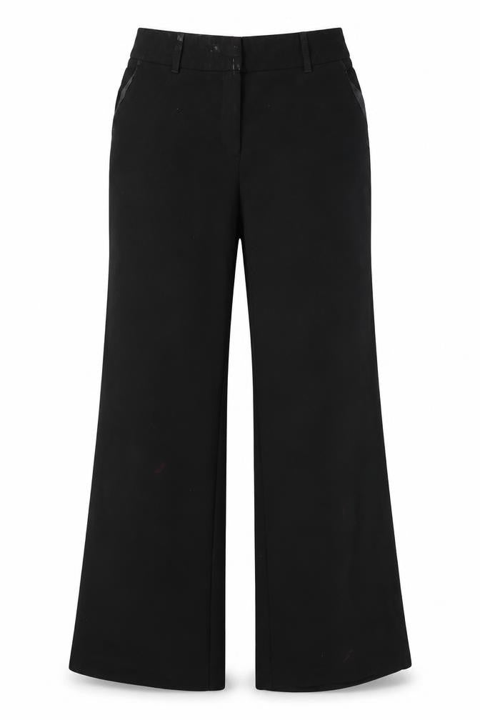 Front view of Next women’s black trousers, size UK 12, 27-inch leg