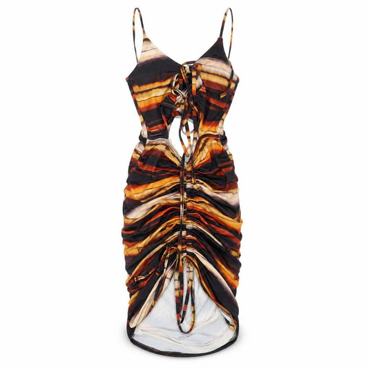 Front view of PRETTYLITTLETHING women’s black pencil dress, size UK 4