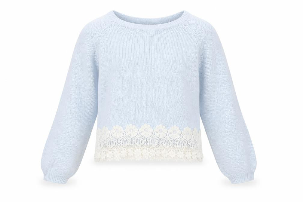Front view of Young Dimension girls’ blue jumper, size 12-13, years