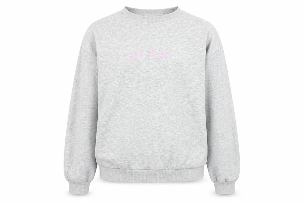 Front view of New Look girls’ grey pullover sweatshirt, size 12-13, years