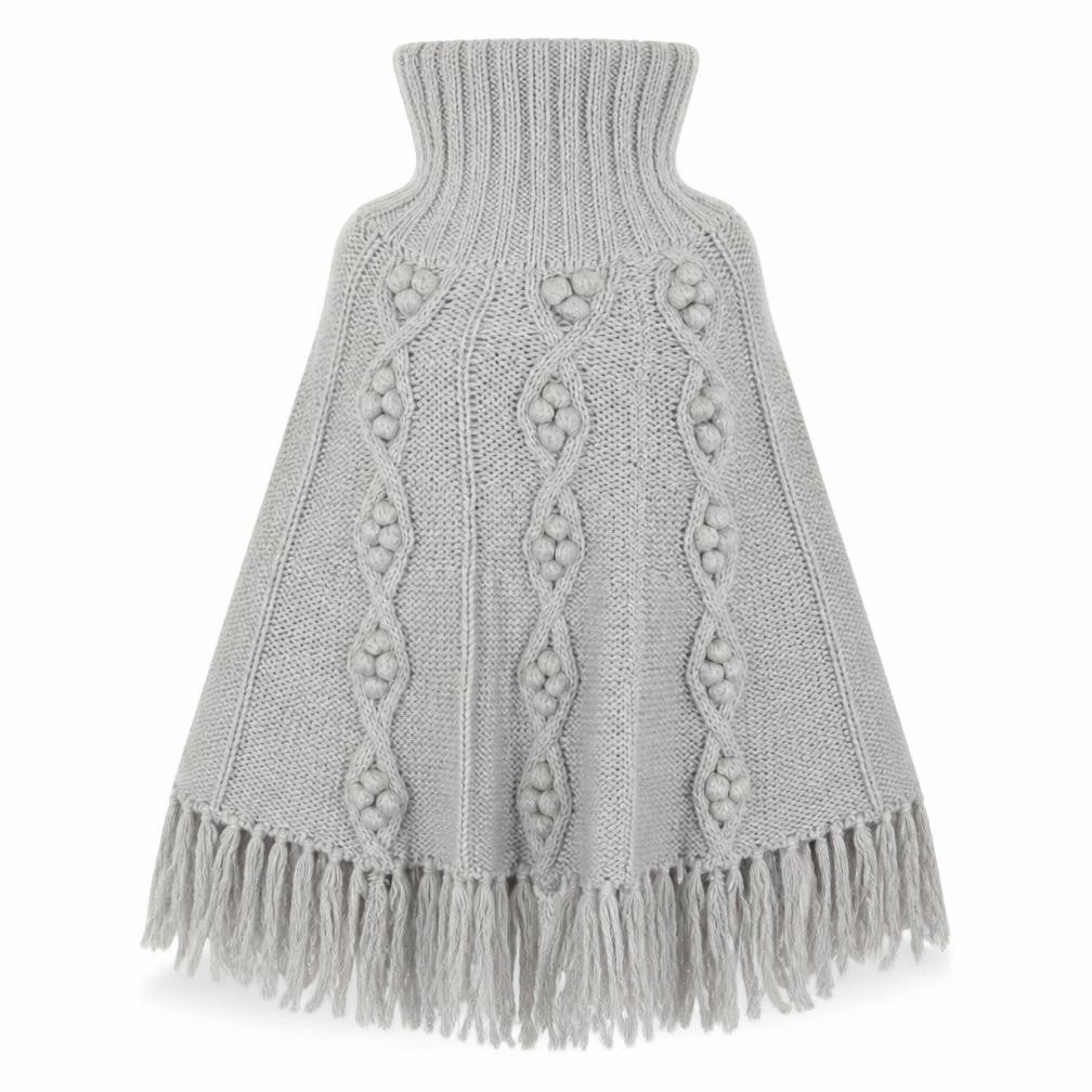 Front view of Papaya women’s grey knit jacket poncho, size L
