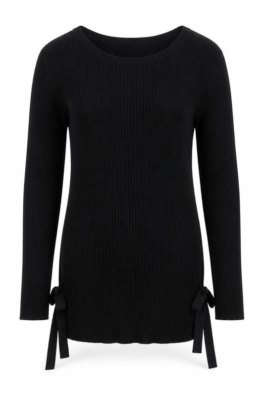 Front view of F&F women’s black knit jumper, size UK 10