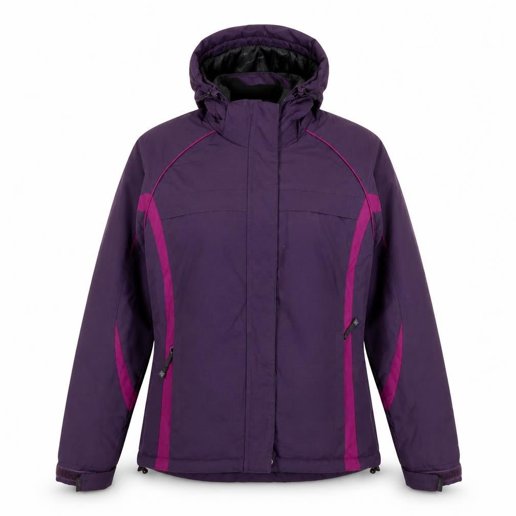 Front view of Parallel women’s purple windbreaker coat, size UK 8