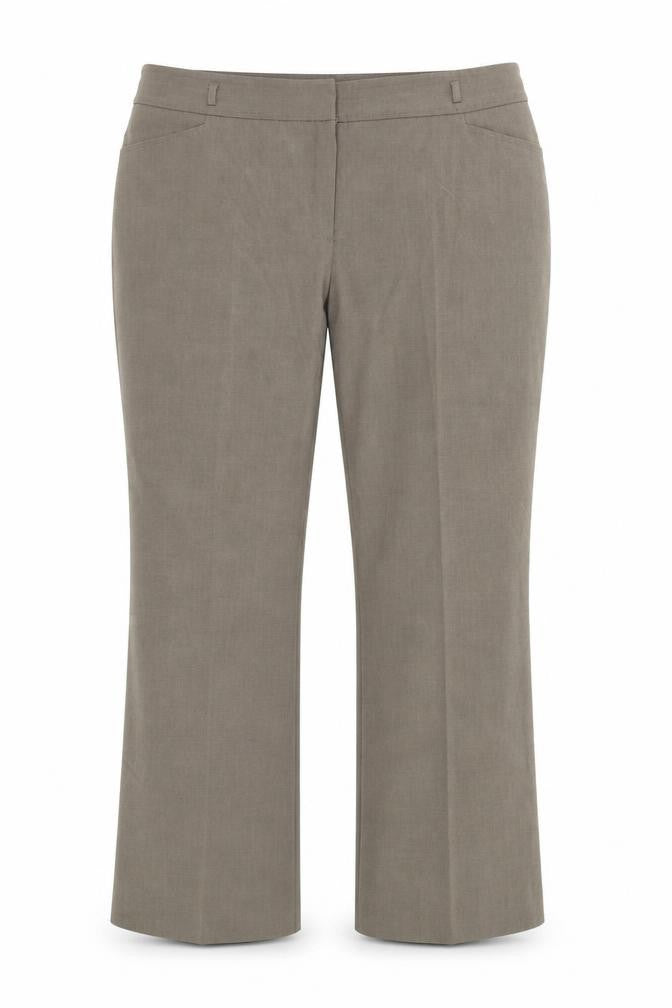 Front view of Marks & Spencer women’s grey trousers, size UK 18, 28-inch leg