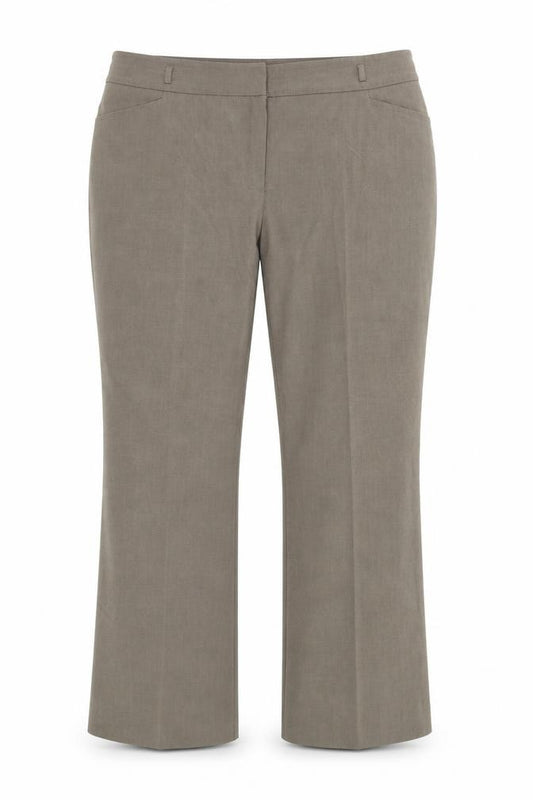 Front view of Marks & Spencer women’s grey trousers, size UK 18, 28-inch leg