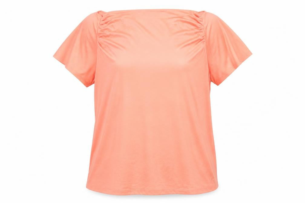 Front view of marble women’s orange basic t-shirt, size XL