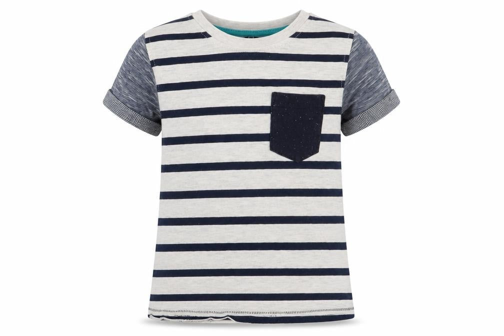 Front view of Asda George boys’ multicoloured striped basic t-shirt, size 4-5, years