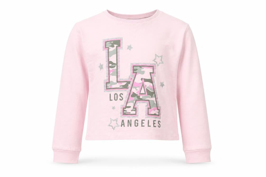 Front view of Matalan girls’ pink jumper, size 7, years