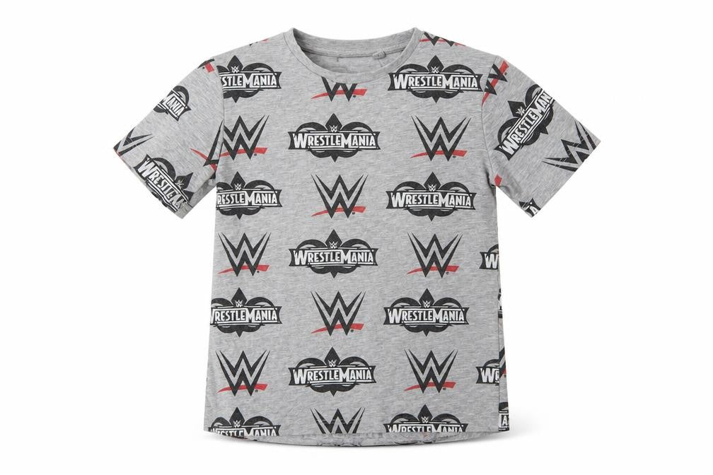 Front view of Next boys’ grey geometric basic t-shirt, size 6, years