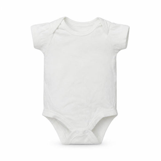 Front view of Tu Baby White Babygrow One-Piece, size 0-3, Months