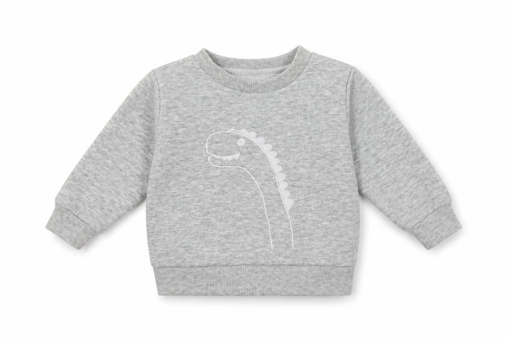 Front view of lily&dan Baby Grey Colourblock jumper, size 3-6, Months