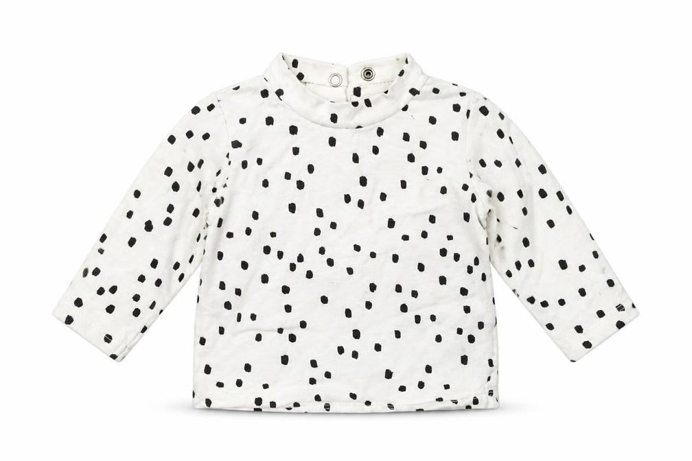 Front view of Nutmeg girls’ white geometric basic t-shirt, size 0-3, months