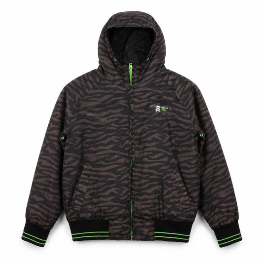 Front view of Preworn boys’ brown striped jacket, size 8, years
