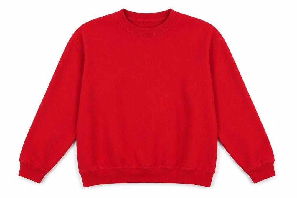 Front view of Uneek women’s red jumper, size M