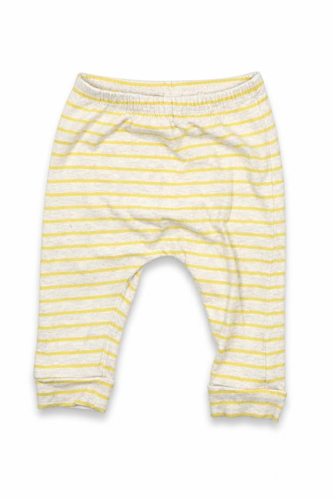 Front view of Next Baby Yellow Striped Jogger Trousers, size 3-6, Months