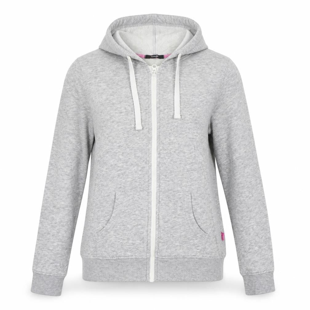 Front view of George women’s grey full zip jumper, size UK 10