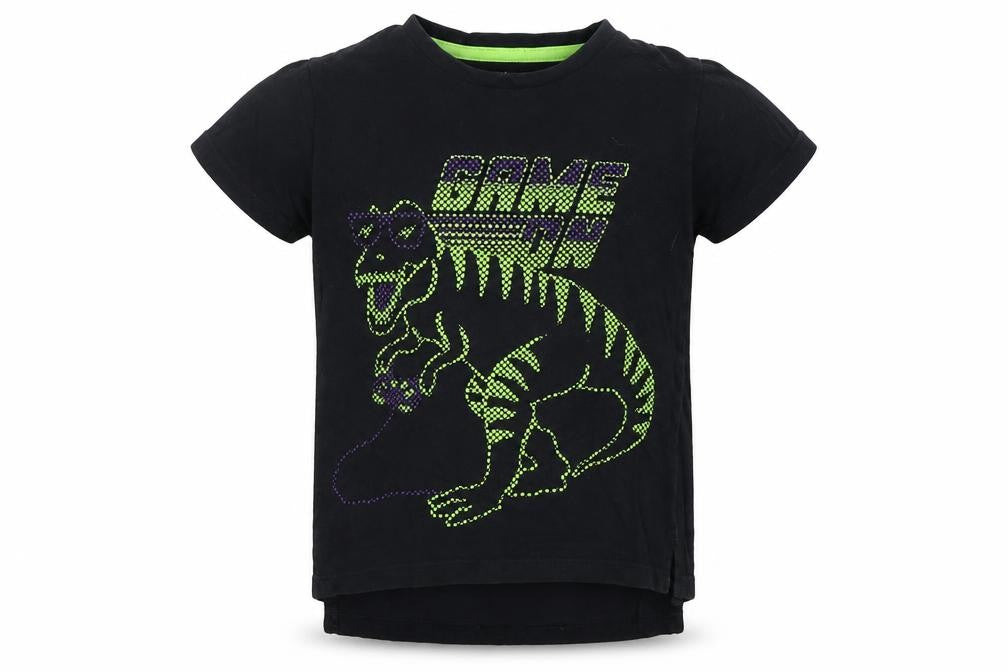 Front view of Primark girls’ black basic t-shirt, size 2-3, years