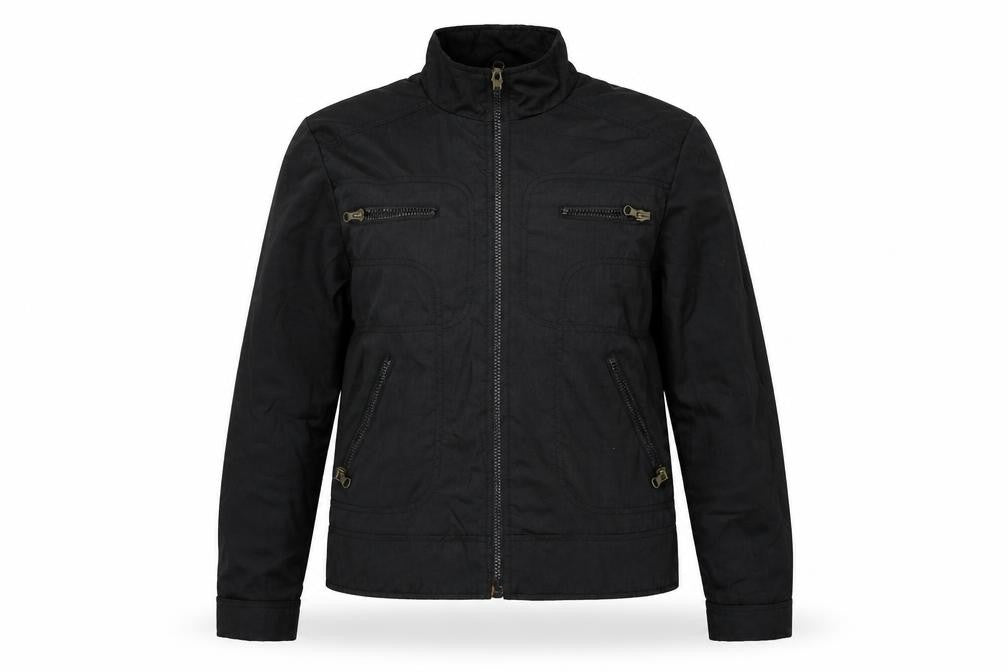 Front view of Clyde women’s black jacket coat, size UK 12