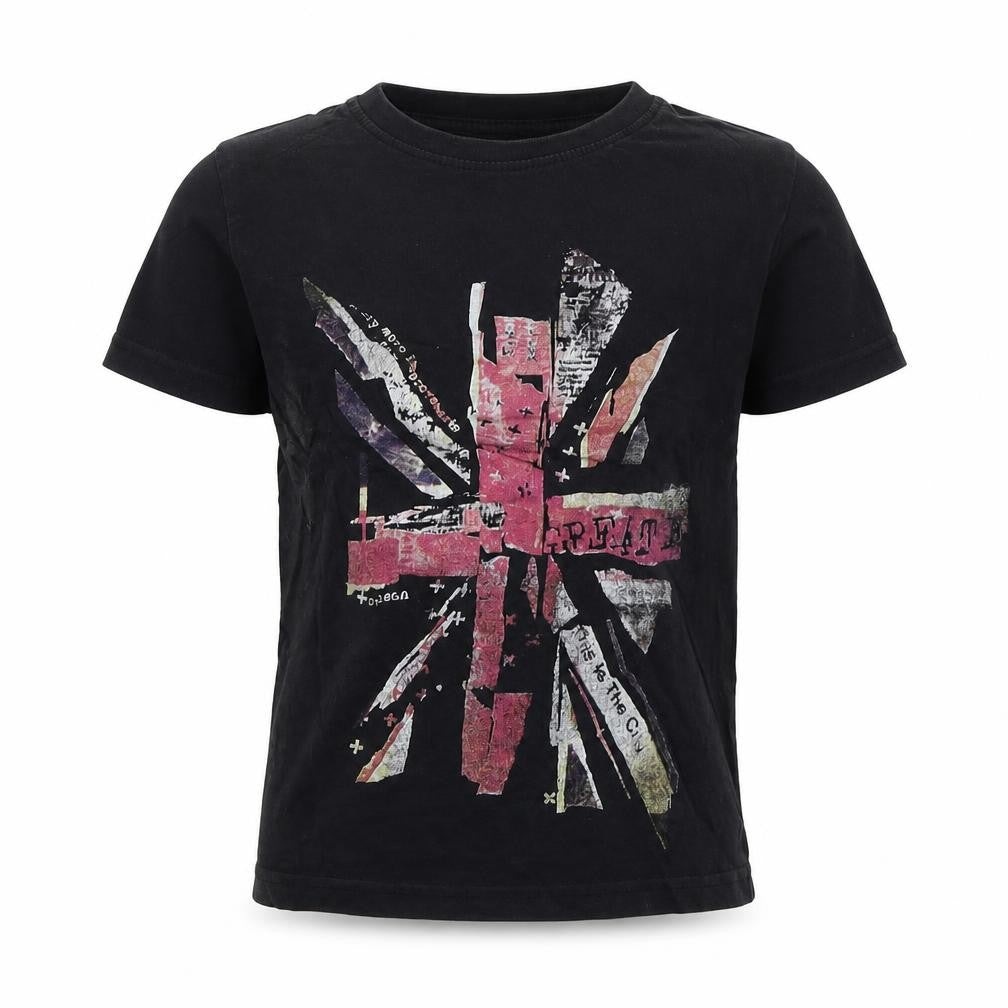 Front view of carr boys’ black basic t-shirt, size 6-7, years