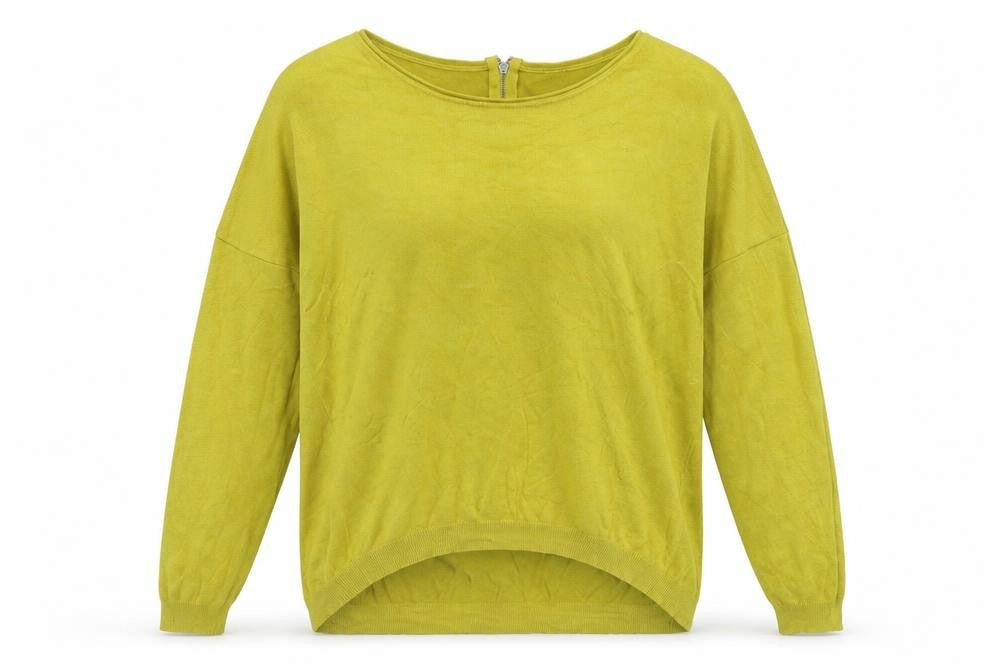 Front view of Atmosphere women’s yellow jumper, size L