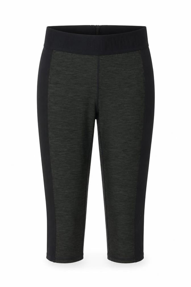 Front view of H&M women’s green cropped leggings, size M, 18-inch leg
