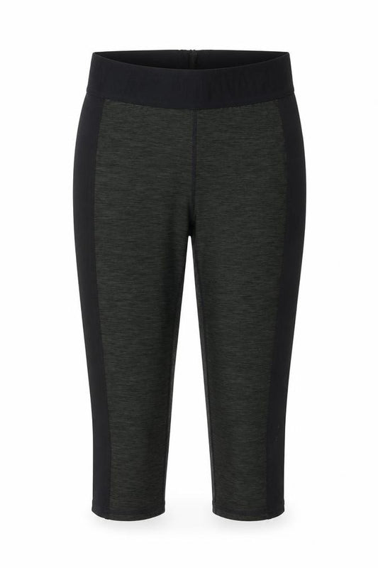 Front view of H&M women’s green cropped leggings, size M, 18-inch leg