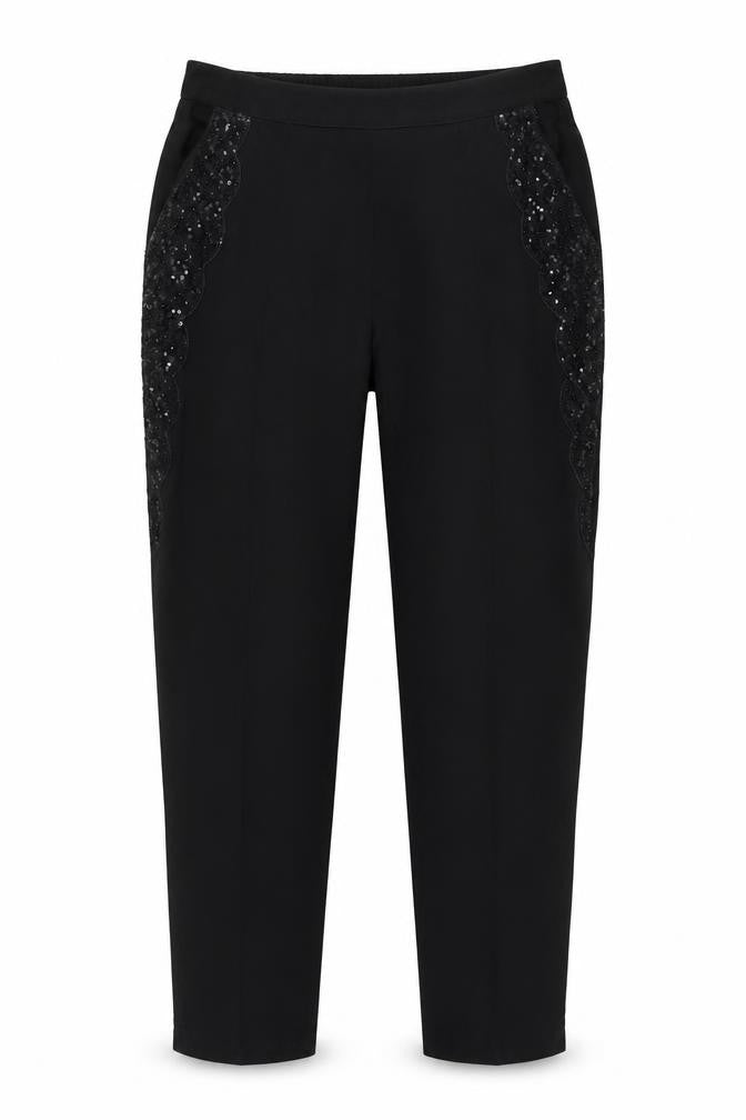 Nutmeg Womens Black   Trousers  Size 14 L27 in - beaded detail