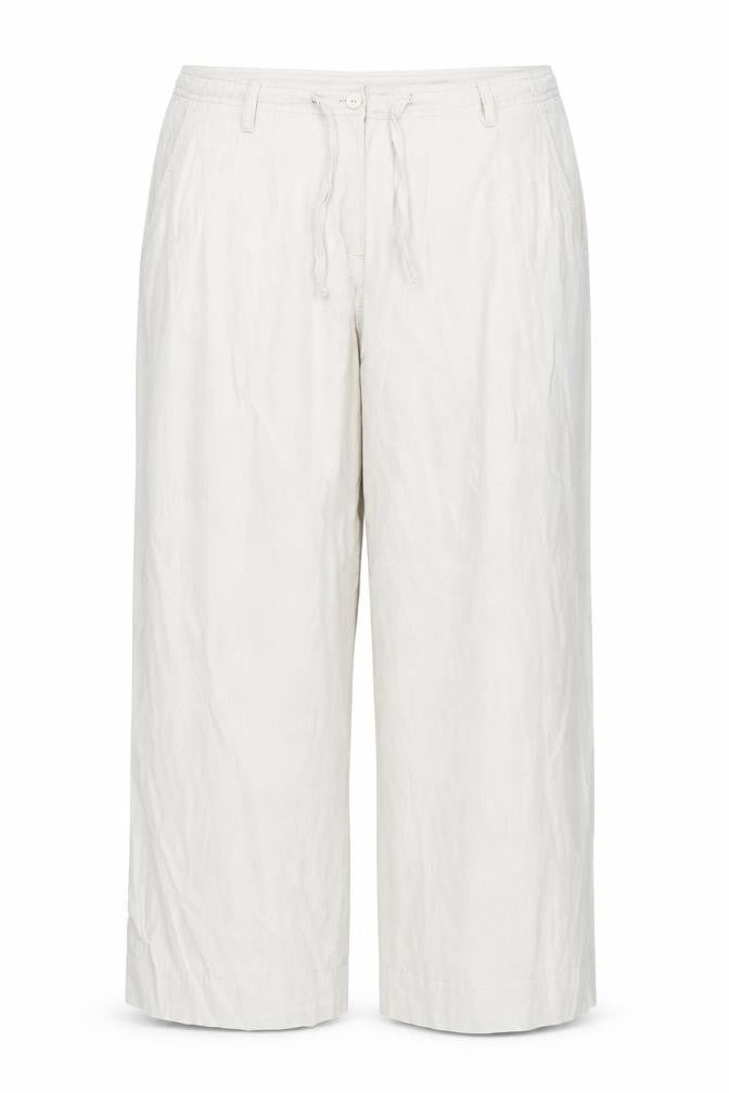Front view of Mia Moda women’s beige trousers, size UK 16, 27-inch leg