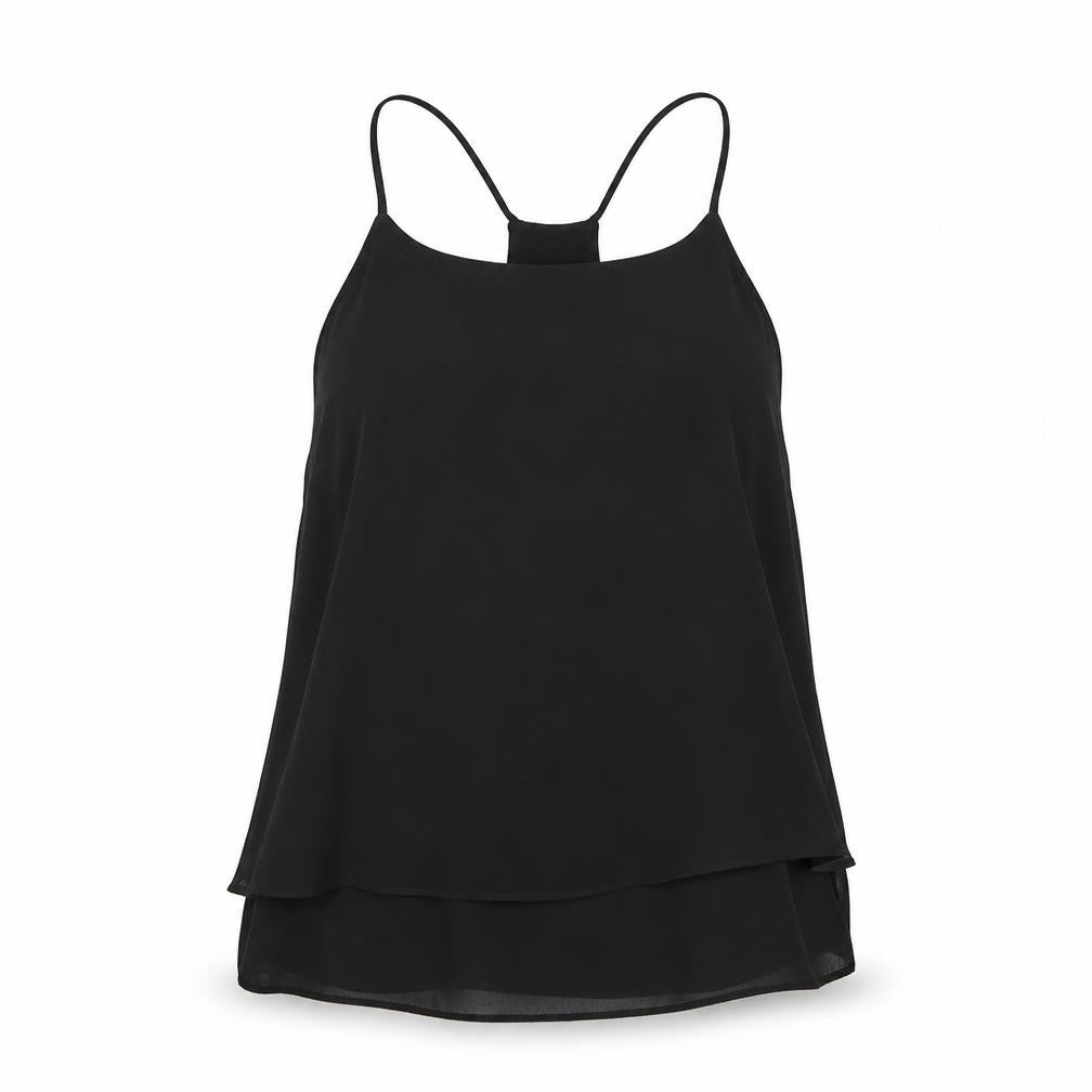 Front view of New Look women’s black basic tank, size UK 8