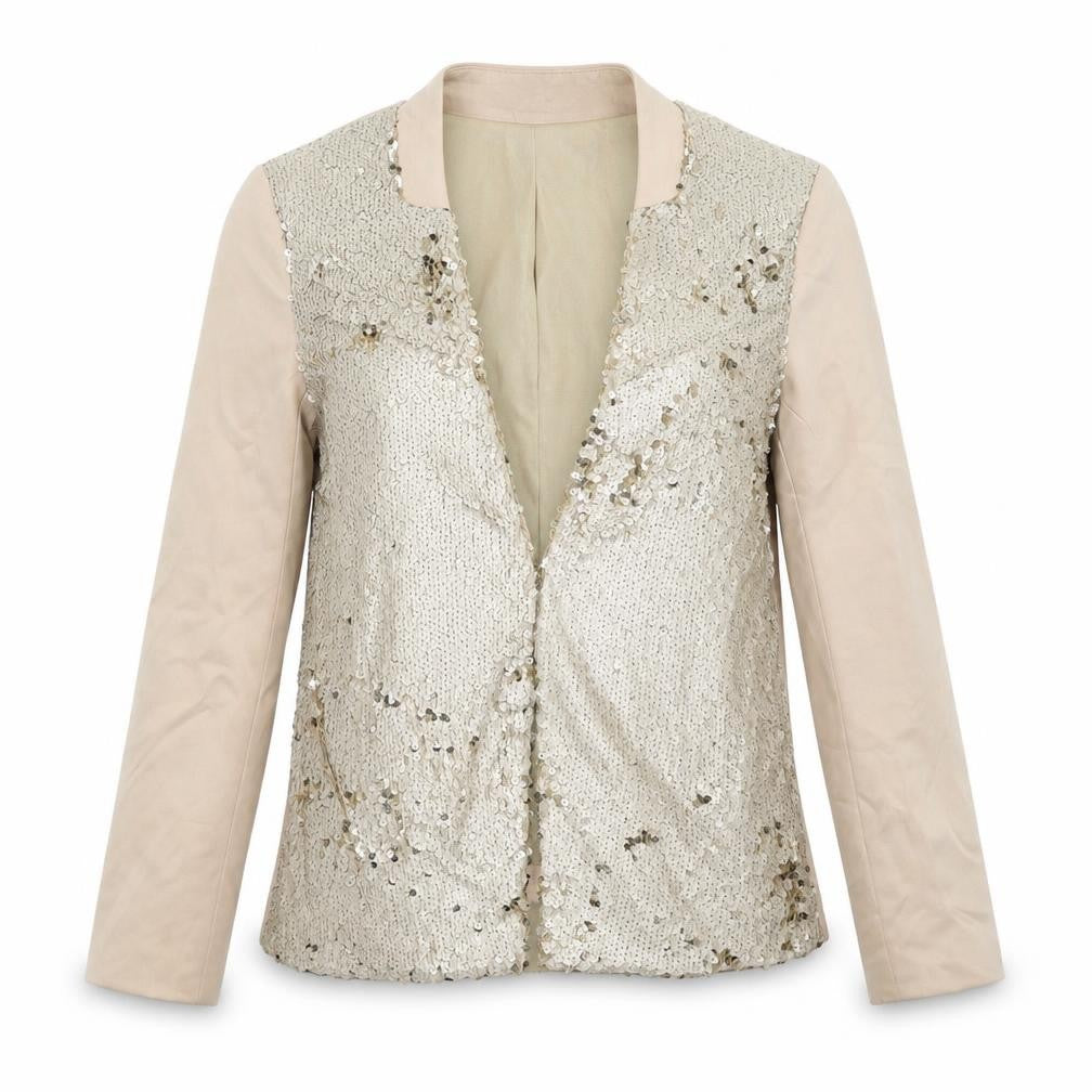 Front view of eve women’s beige jacket blazer, size UK 10