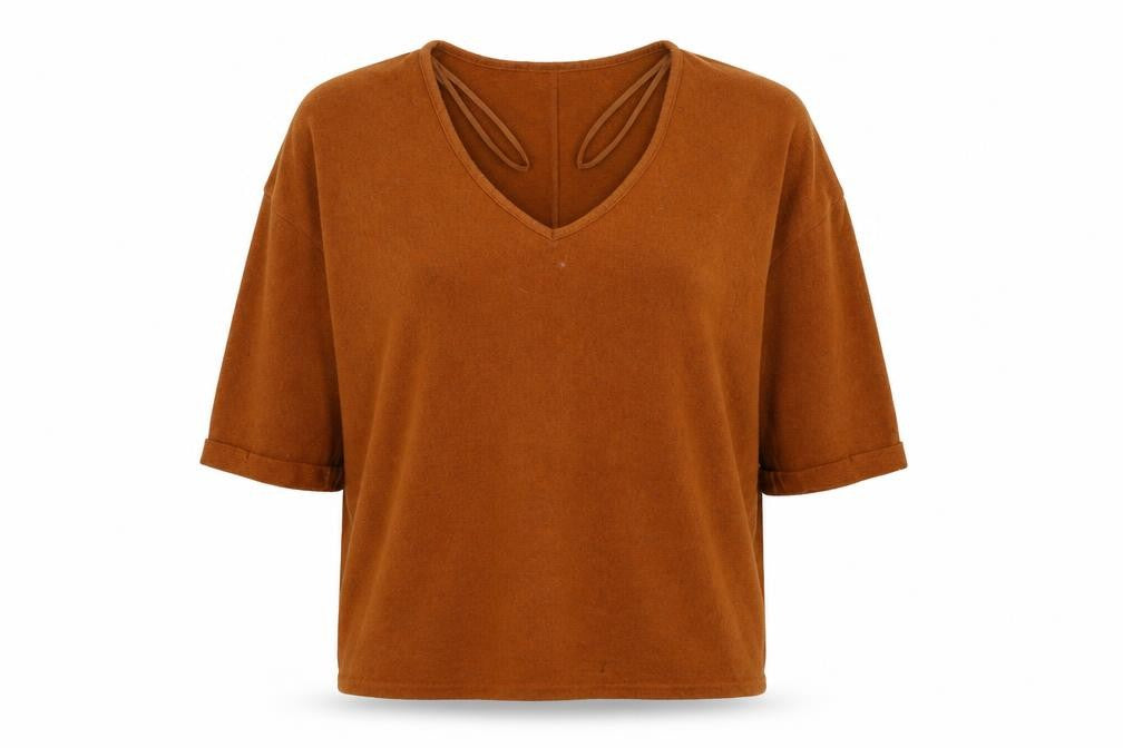 Front view of New Look women’s brown knit jumper, size M