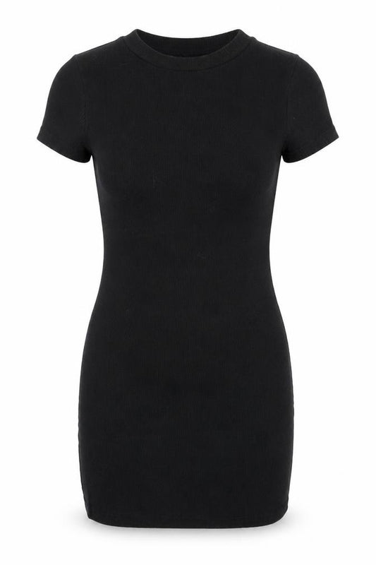 Front view of PRETTYLITTLETHING women’s black bodycon, size UK 12