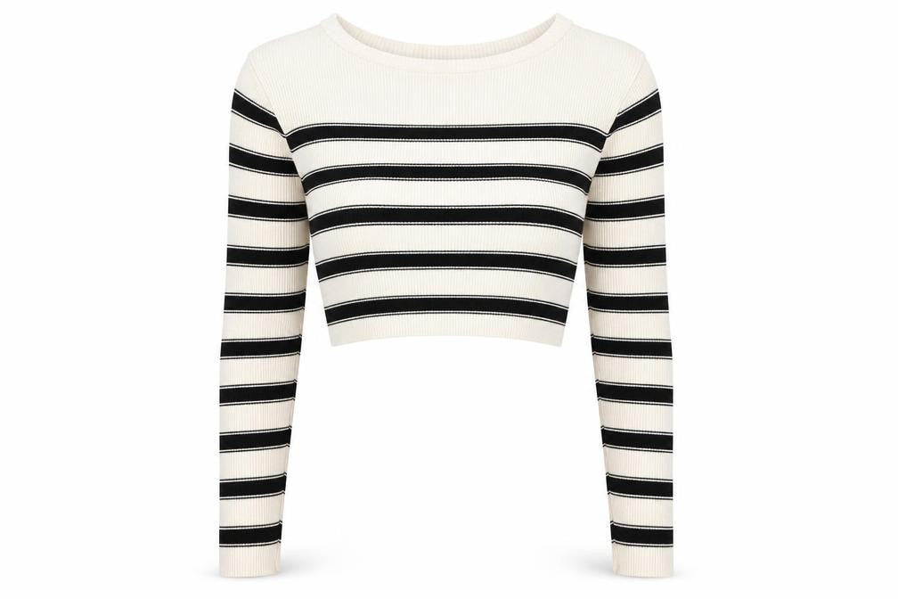 Front view of Primark women’s ivory striped jumper, size L