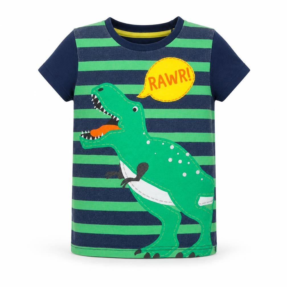 Harry Bear Boys Blue Striped  Basic T-Shirt Size 5 Years  - Tyrannosaurus Rex