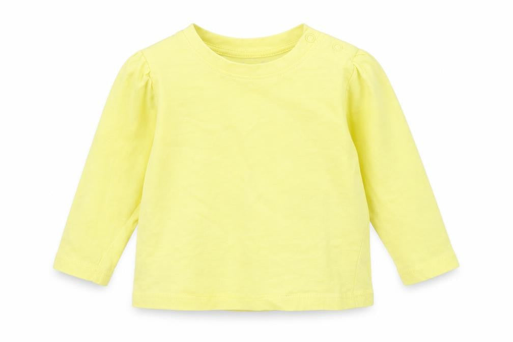 Front view of Lupilu Baby Yellow Basic T-Shirt, size 9-12, Months