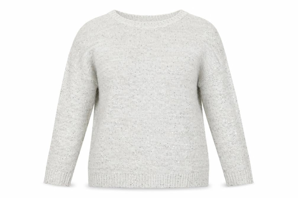 Front view of Marks & Spencer women’s ivory jumper, size UK 14