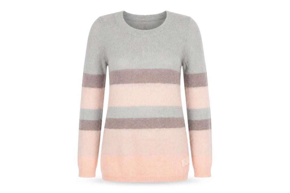 Front view of Gharani Strok women’s multicoloured striped jumper, size L