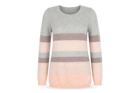 Front view of Gharani Strok women’s multicoloured striped jumper, size L