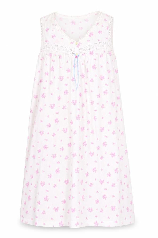 Front view of Marks & Spencer women’s white floral top dress, size UK 14