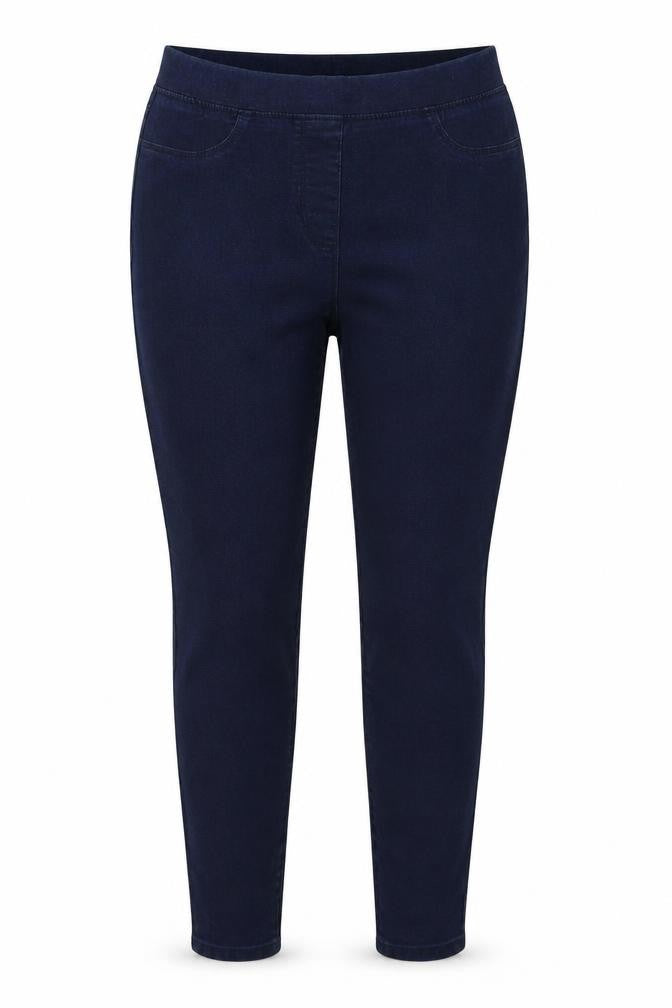 Front view of Studio women’s blue denim jegging trousers, size UK 10, 28-inch leg