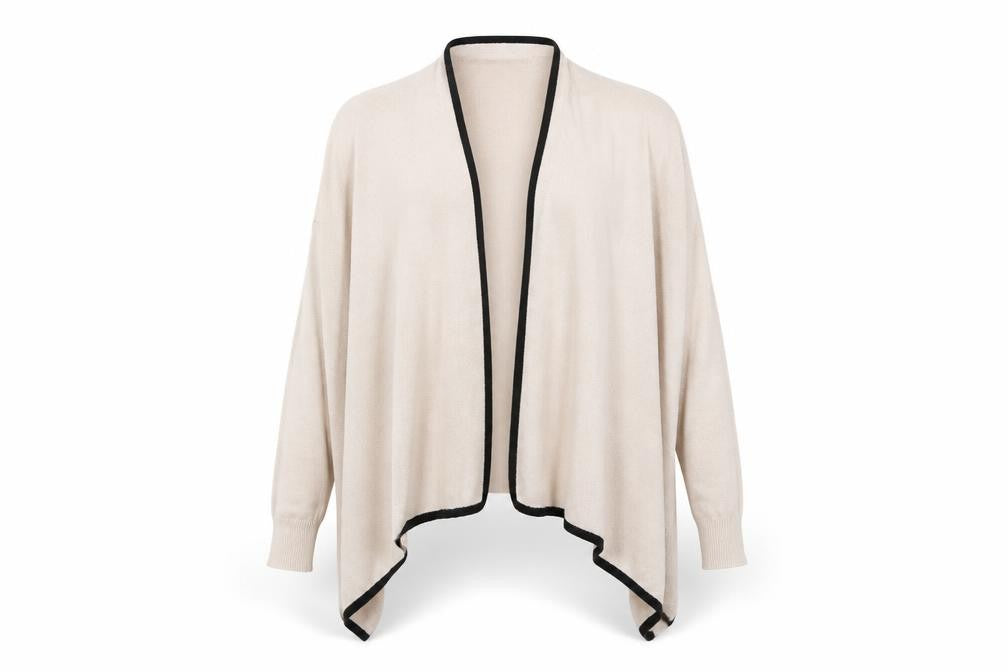 Front view of H&M women’s beige cardigan jumper, size XS